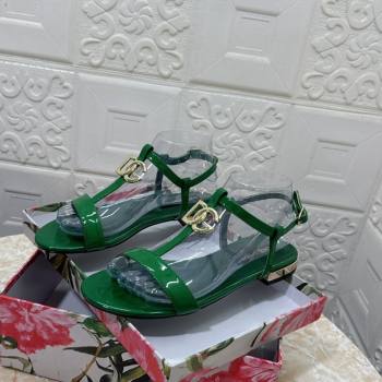Dolce Gabbana DG Patent Calfskin Flat Sandals Green 2024 0604 (MD-240604152)