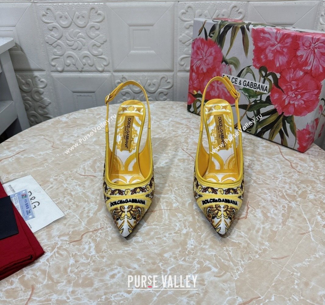 Dolce Gabbana DG Embroidered Slingback Pumps 6.5/10cm Yellow 2024 0813 (MD-240813018)