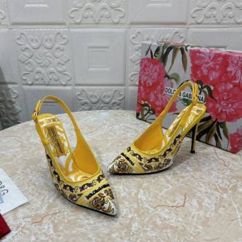 Dolce Gabbana DG Embroidered Slingback Pumps 6.5/10cm Yellow 2024 0813 (MD-240813018)