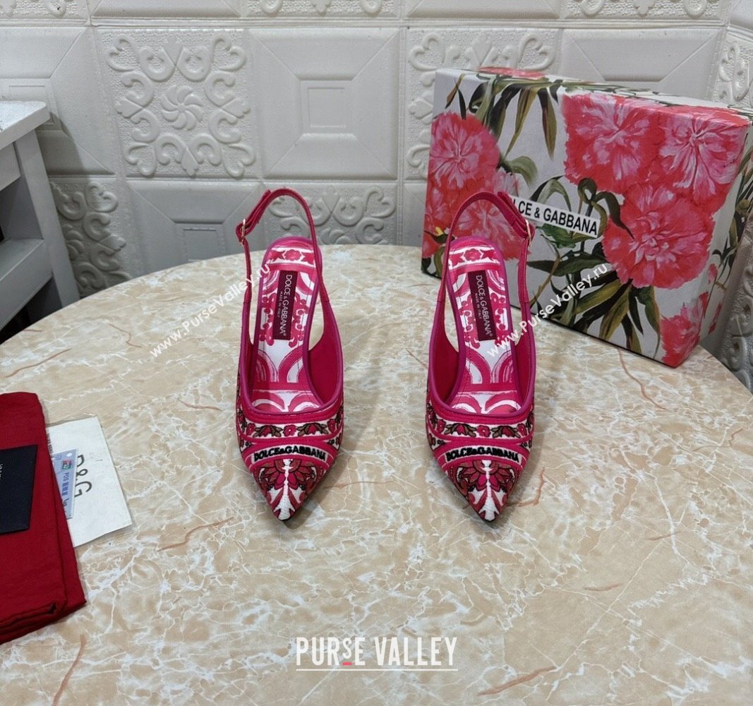 Dolce Gabbana DG Embroidered Slingback Pumps 6.5/10cm Pink 2024 0813 (MD-240813019)