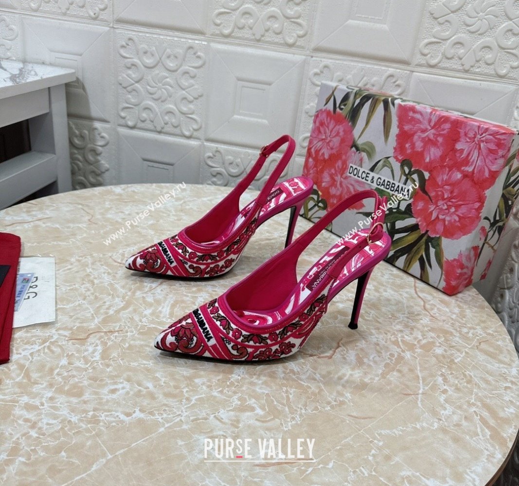 Dolce Gabbana DG Embroidered Slingback Pumps 6.5/10cm Pink 2024 0813 (MD-240813019)