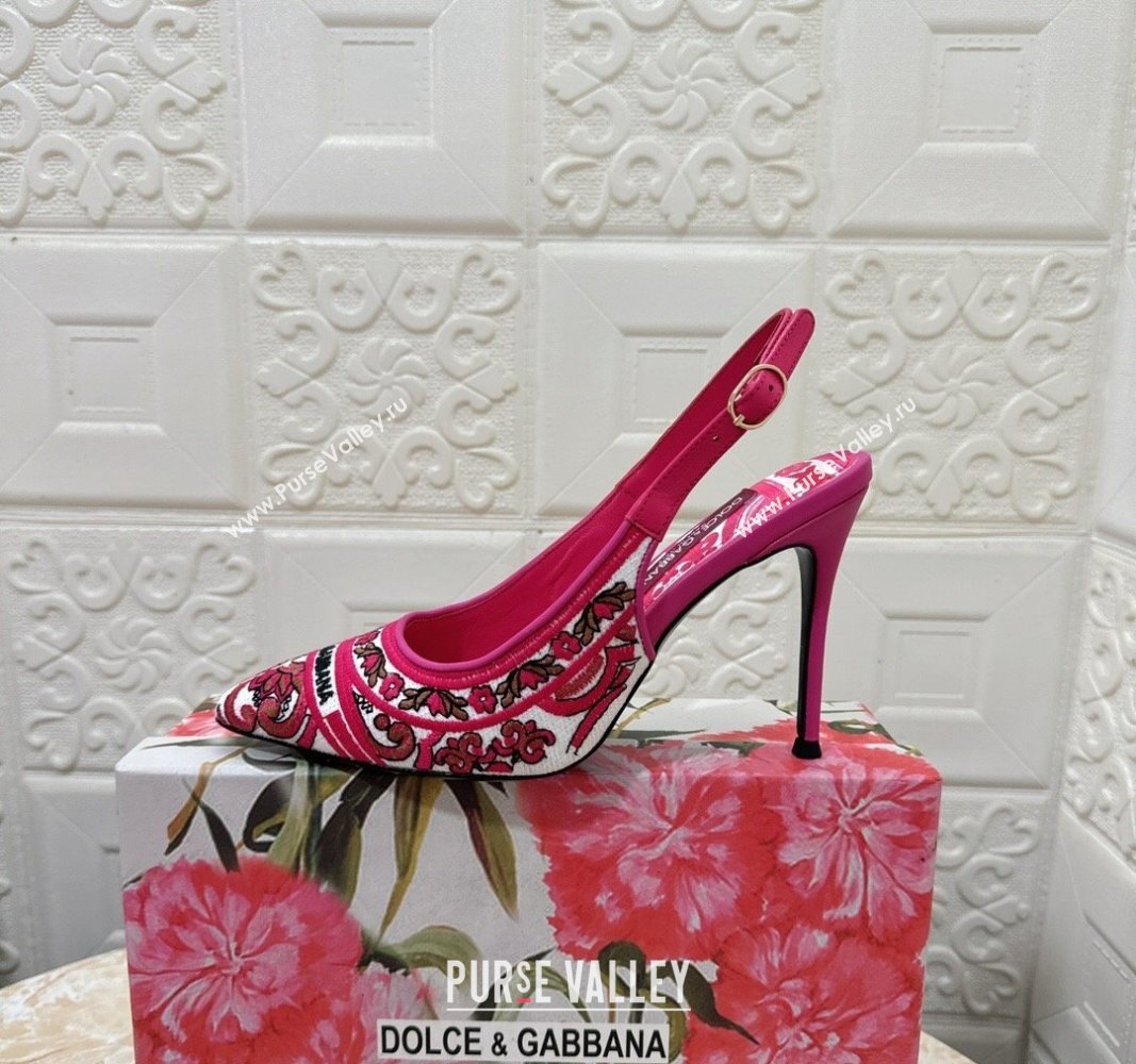 Dolce Gabbana DG Embroidered Slingback Pumps 6.5/10cm Pink 2024 0813 (MD-240813019)