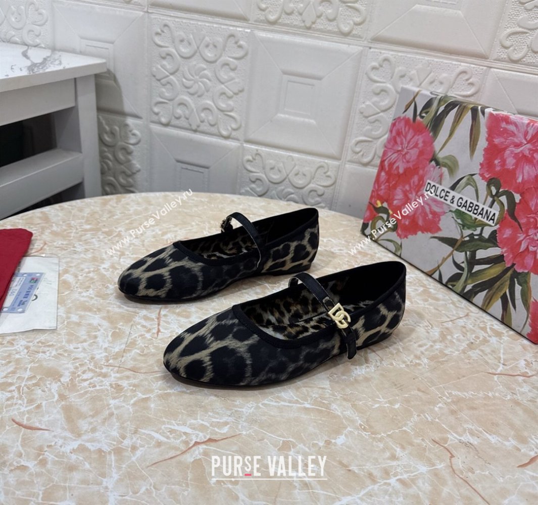 Dolce Gabbana Leopard-print Velvet Ballet Flats Grey 2025 DG042801 (MD-250428131)