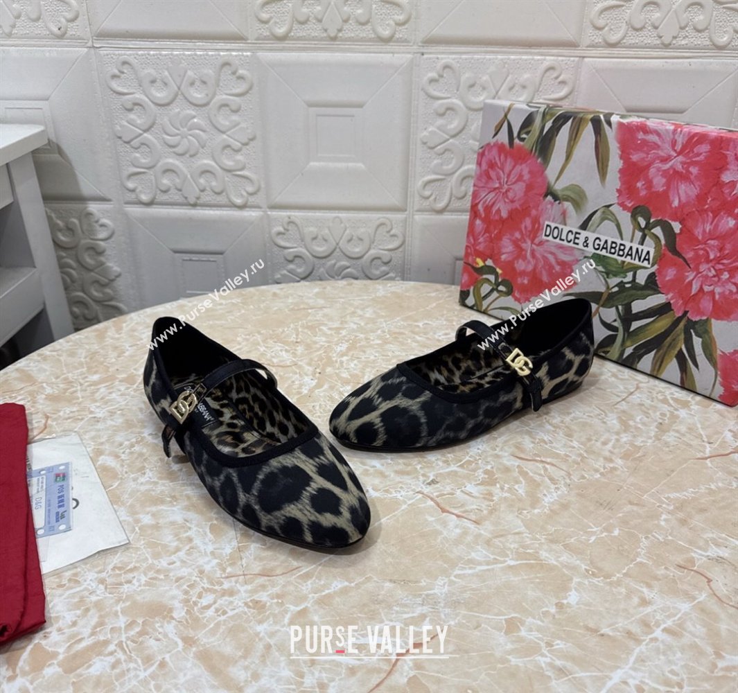Dolce Gabbana Leopard-print Velvet Ballet Flats Grey 2025 DG042801 (MD-250428131)