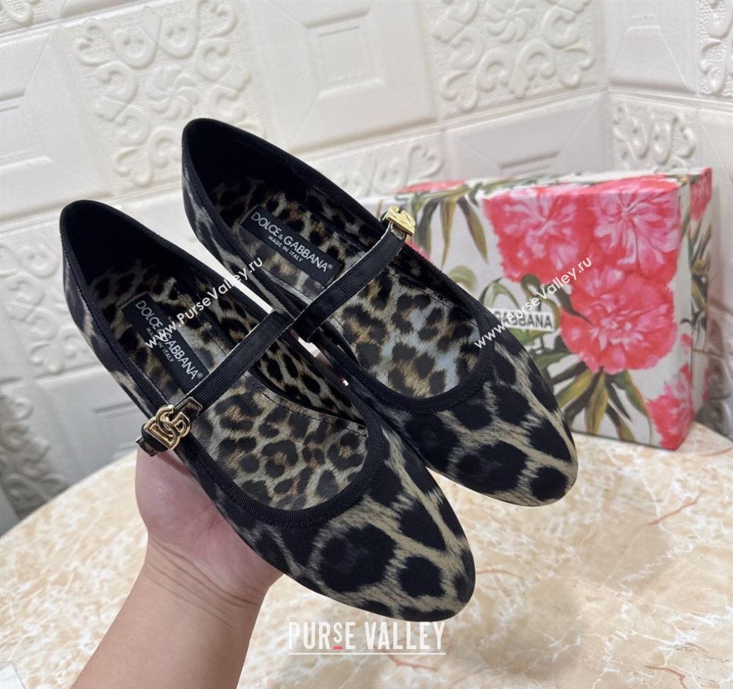 Dolce Gabbana Leopard-print Velvet Ballet Flats Grey 2025 DG042801 (MD-250428131)