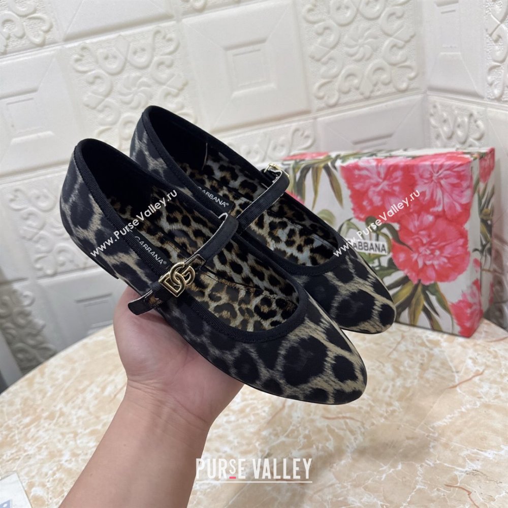 Dolce Gabbana Leopard-print Velvet Ballet Flats Grey 2025 DG042801 (MD-250428131)