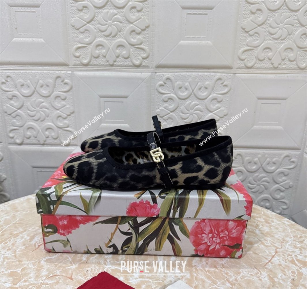 Dolce Gabbana Leopard-print Velvet Ballet Flats Grey 2025 DG042801 (MD-250428131)