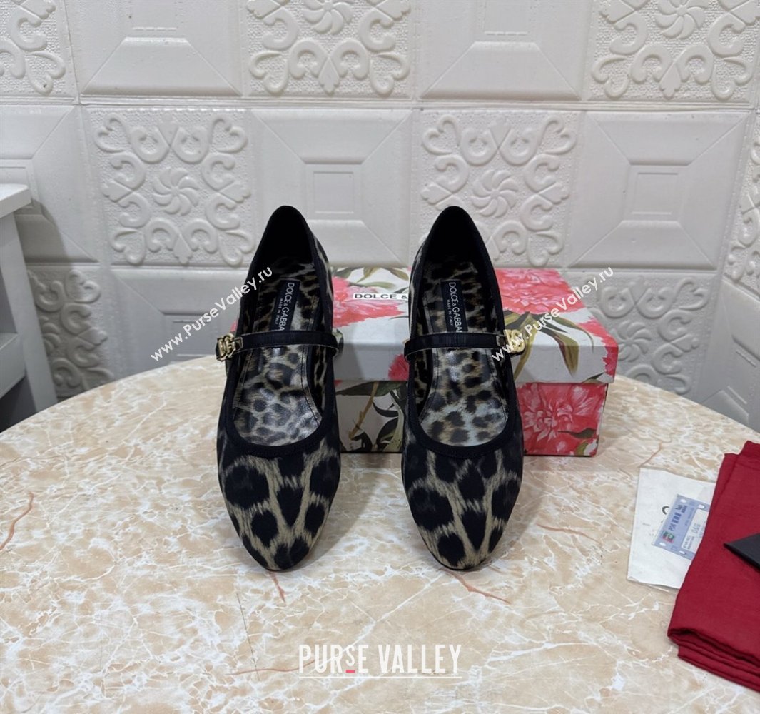 Dolce Gabbana Leopard-print Velvet Ballet Flats Grey 2025 DG042801 (MD-250428131)