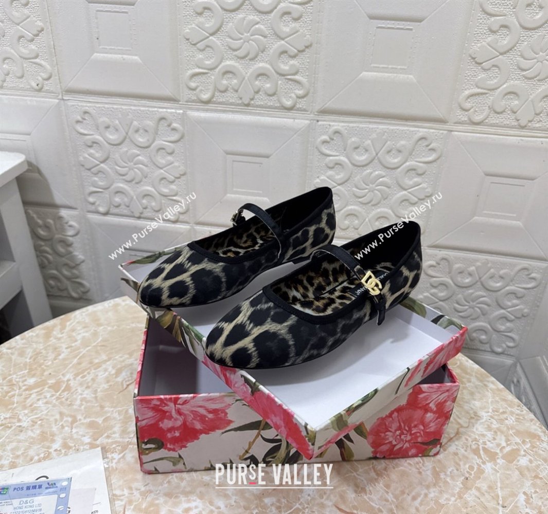 Dolce Gabbana Leopard-print Velvet Ballet Flats Grey 2025 DG042801 (MD-250428131)