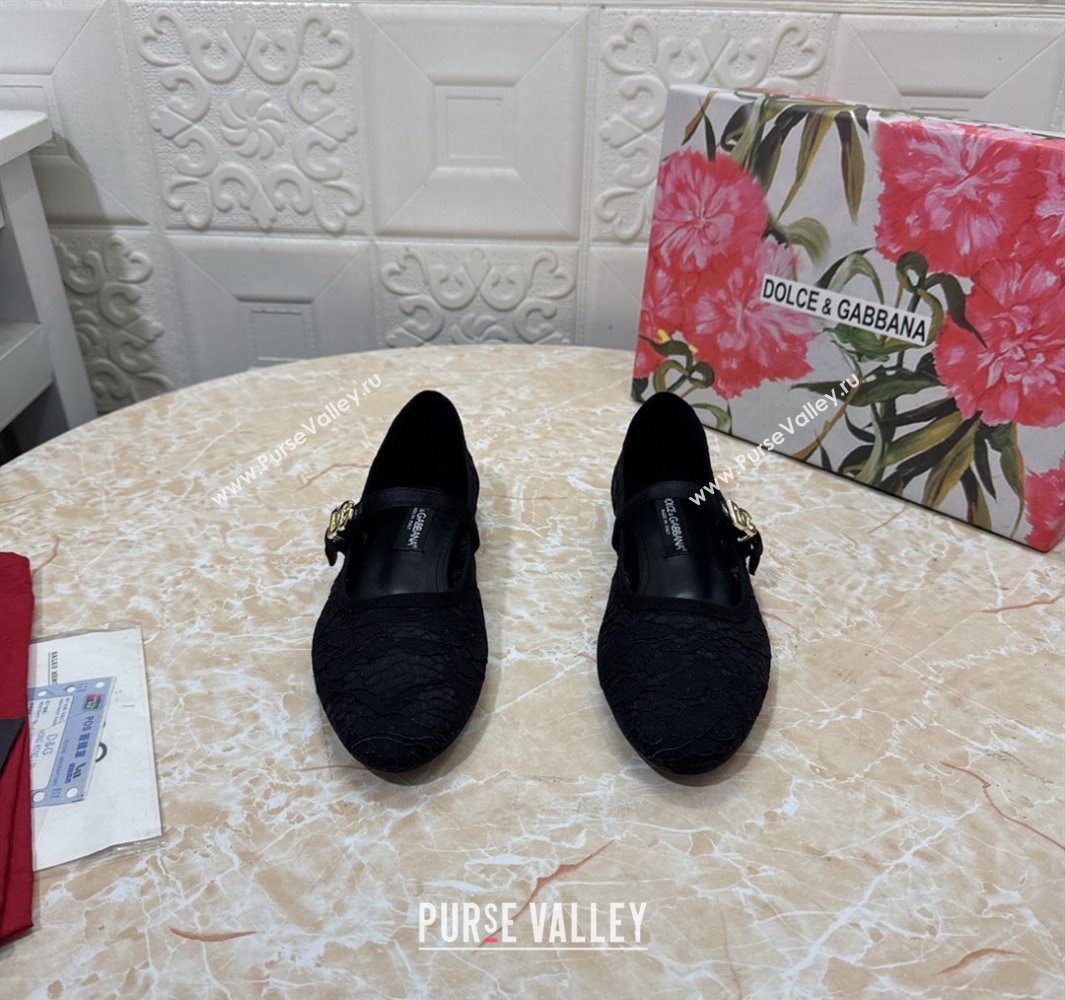 Dolce Gabbana Lace Ballet Flats Black 2025 DG042801 (MD-250428132)