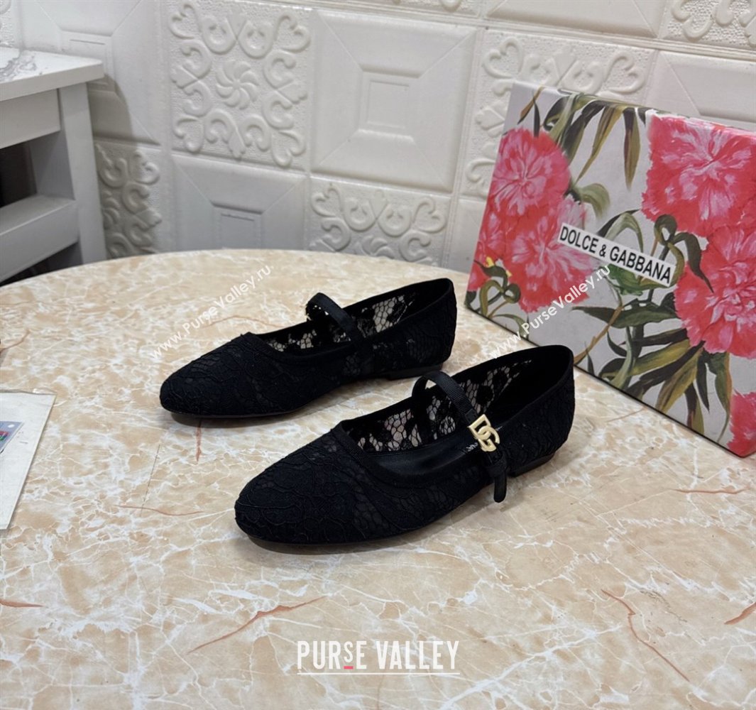 Dolce Gabbana Lace Ballet Flats Black 2025 DG042801 (MD-250428132)