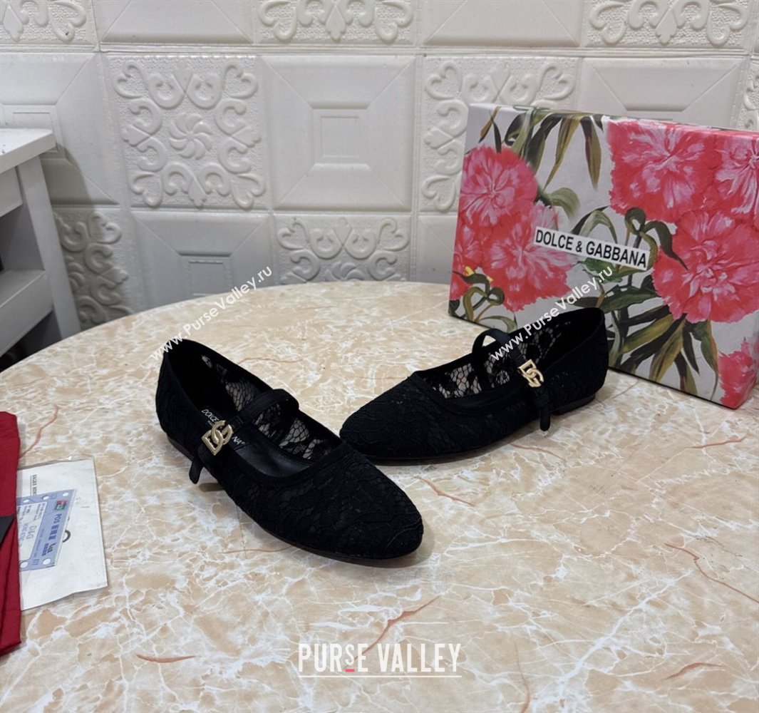 Dolce Gabbana Lace Ballet Flats Black 2025 DG042801 (MD-250428132)