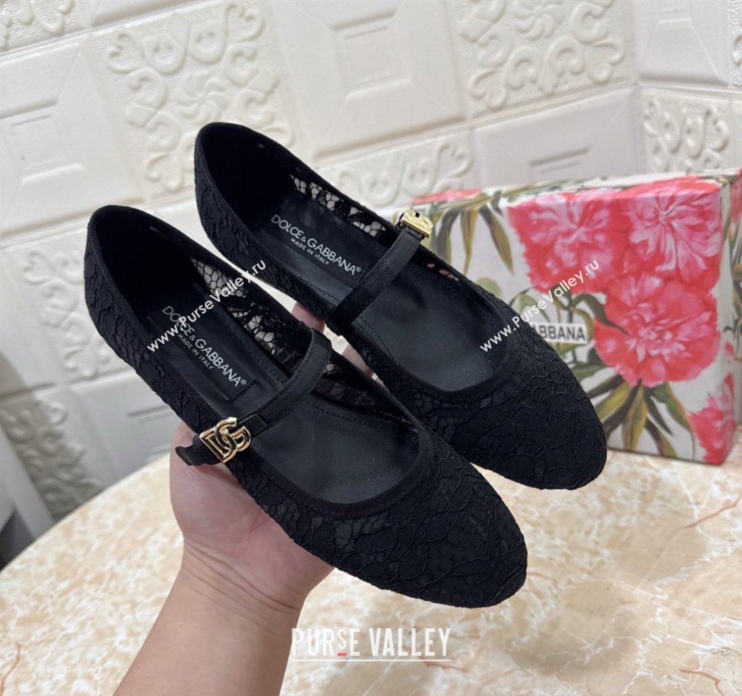 Dolce Gabbana Lace Ballet Flats Black 2025 DG042801 (MD-250428132)