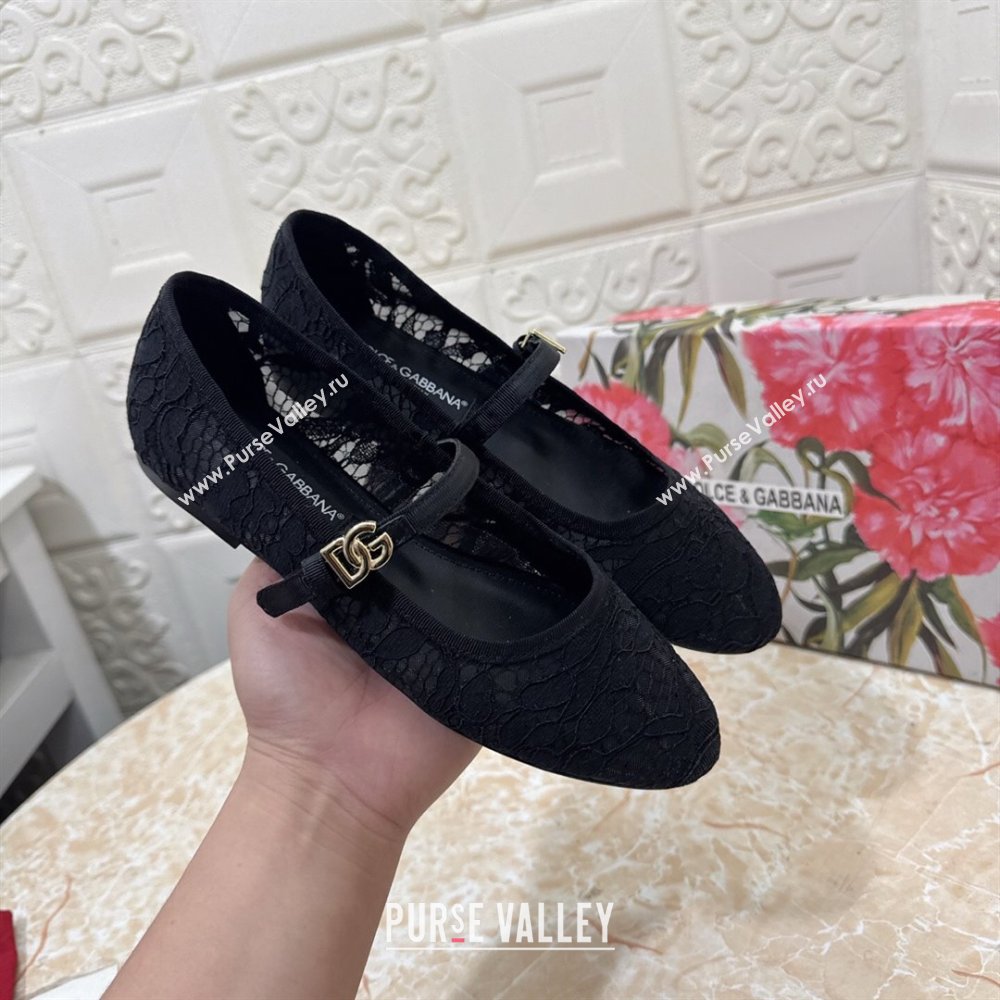 Dolce Gabbana Lace Ballet Flats Black 2025 DG042801 (MD-250428132)