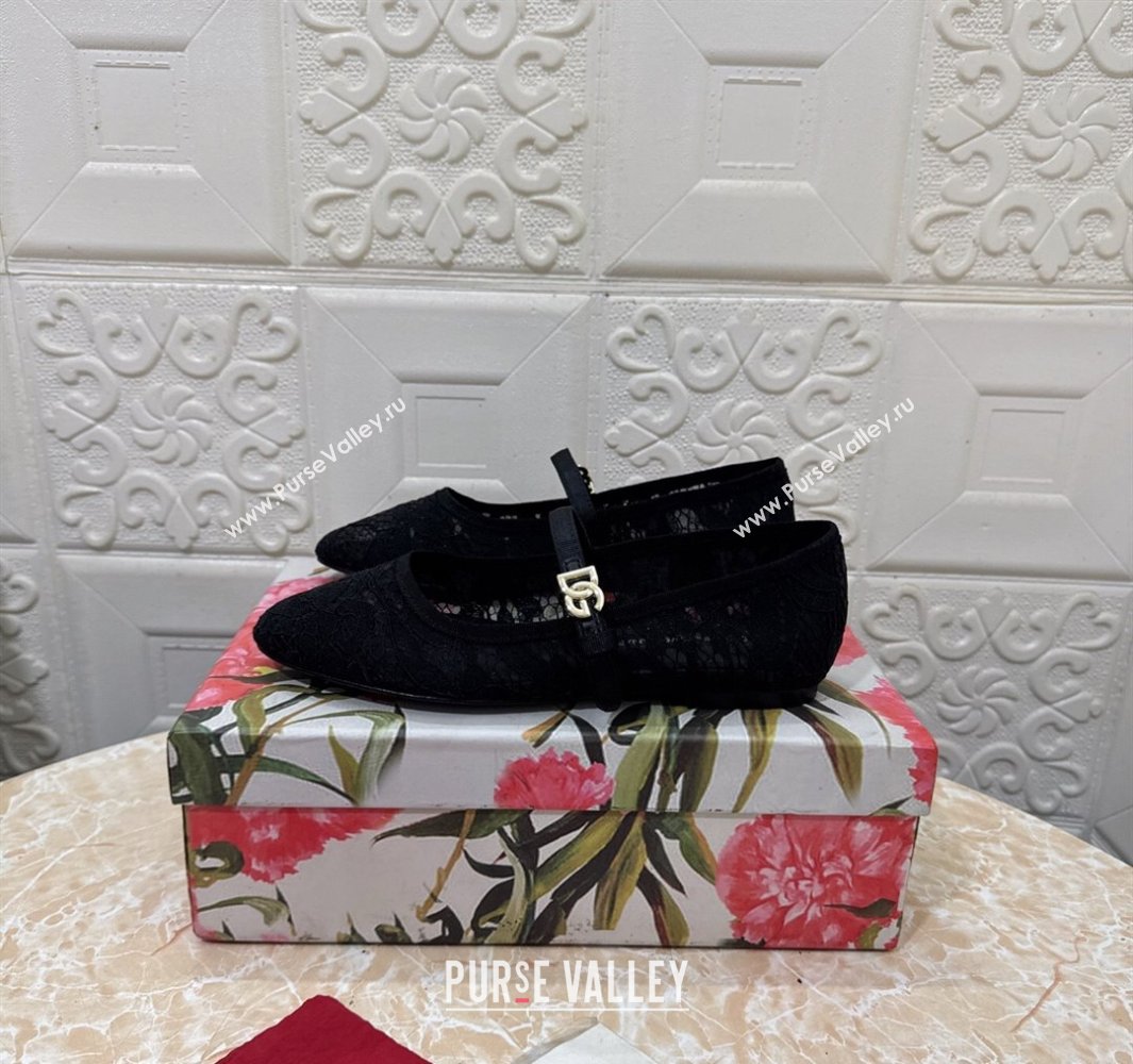 Dolce Gabbana Lace Ballet Flats Black 2025 DG042801 (MD-250428132)