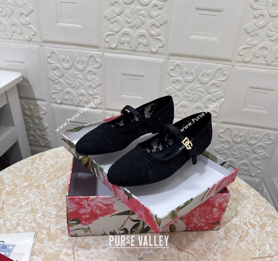 Dolce Gabbana Lace Ballet Flats Black 2025 DG042801 (MD-250428132)