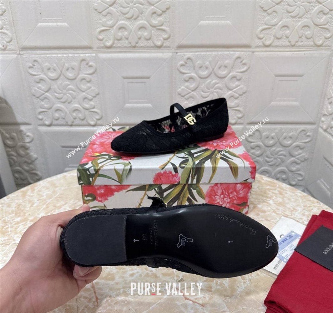 Dolce Gabbana Lace Ballet Flats Black 2025 DG042801 (MD-250428132)