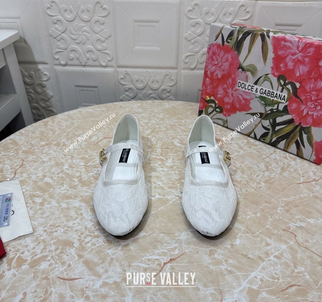 Dolce Gabbana Lace Ballet Flats White 2025 DG042801 (MD-250428134)