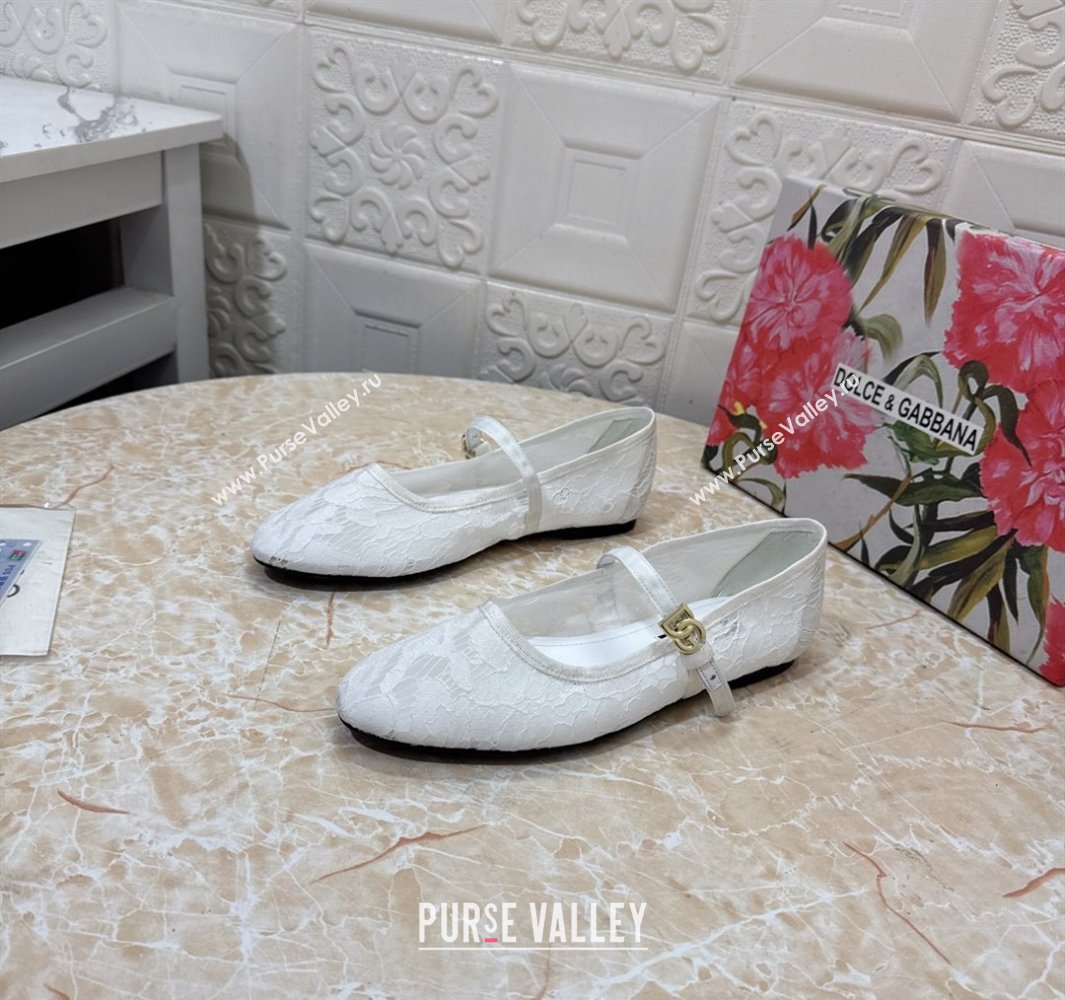 Dolce Gabbana Lace Ballet Flats White 2025 DG042801 (MD-250428134)