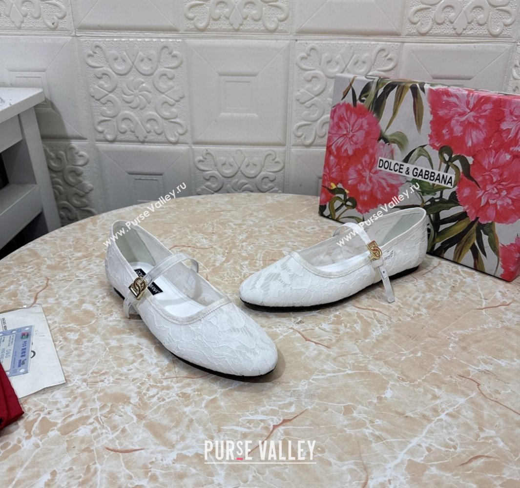 Dolce Gabbana Lace Ballet Flats White 2025 DG042801 (MD-250428134)