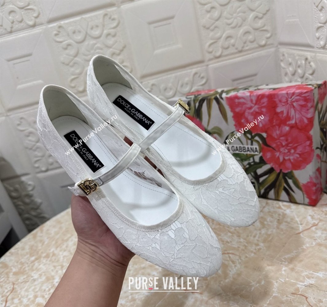 Dolce Gabbana Lace Ballet Flats White 2025 DG042801 (MD-250428134)