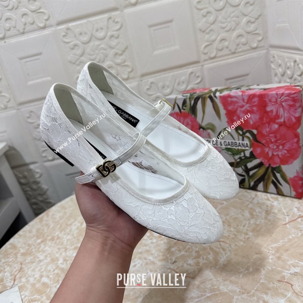 Dolce Gabbana Lace Ballet Flats White 2025 DG042801 (MD-250428134)