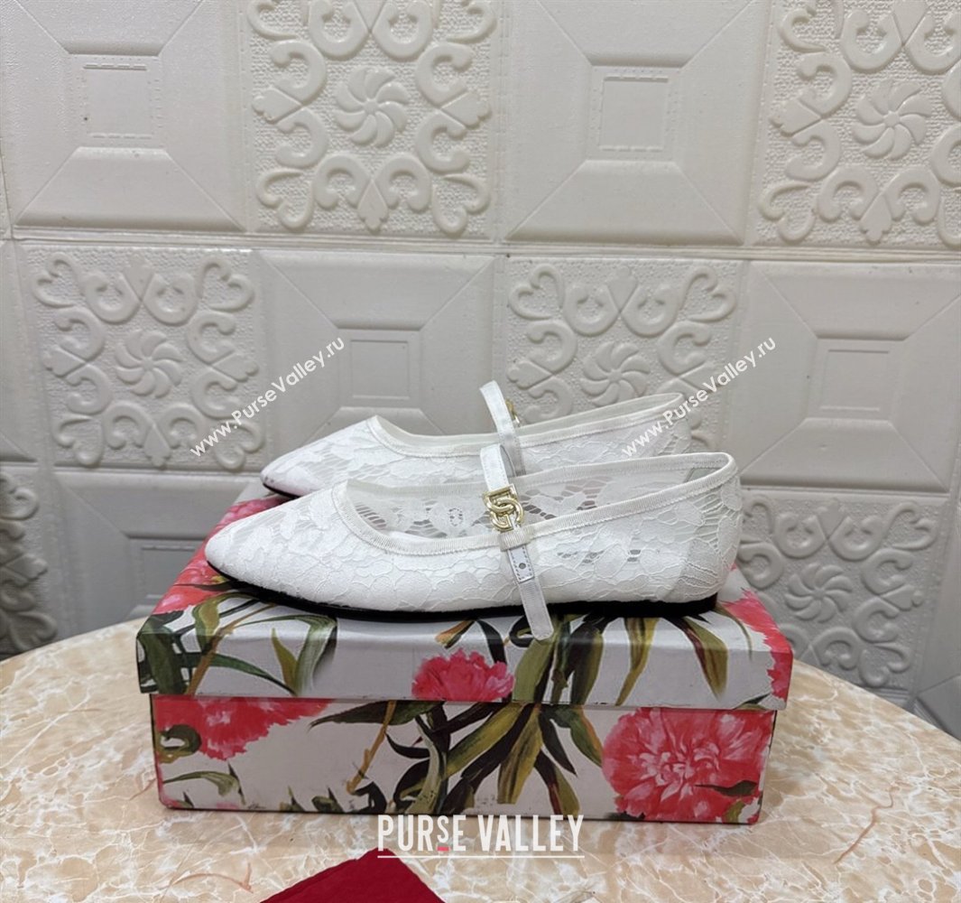 Dolce Gabbana Lace Ballet Flats White 2025 DG042801 (MD-250428134)