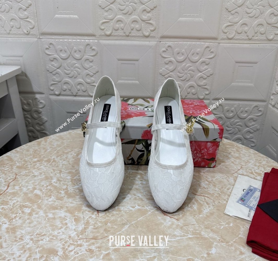 Dolce Gabbana Lace Ballet Flats White 2025 DG042801 (MD-250428134)