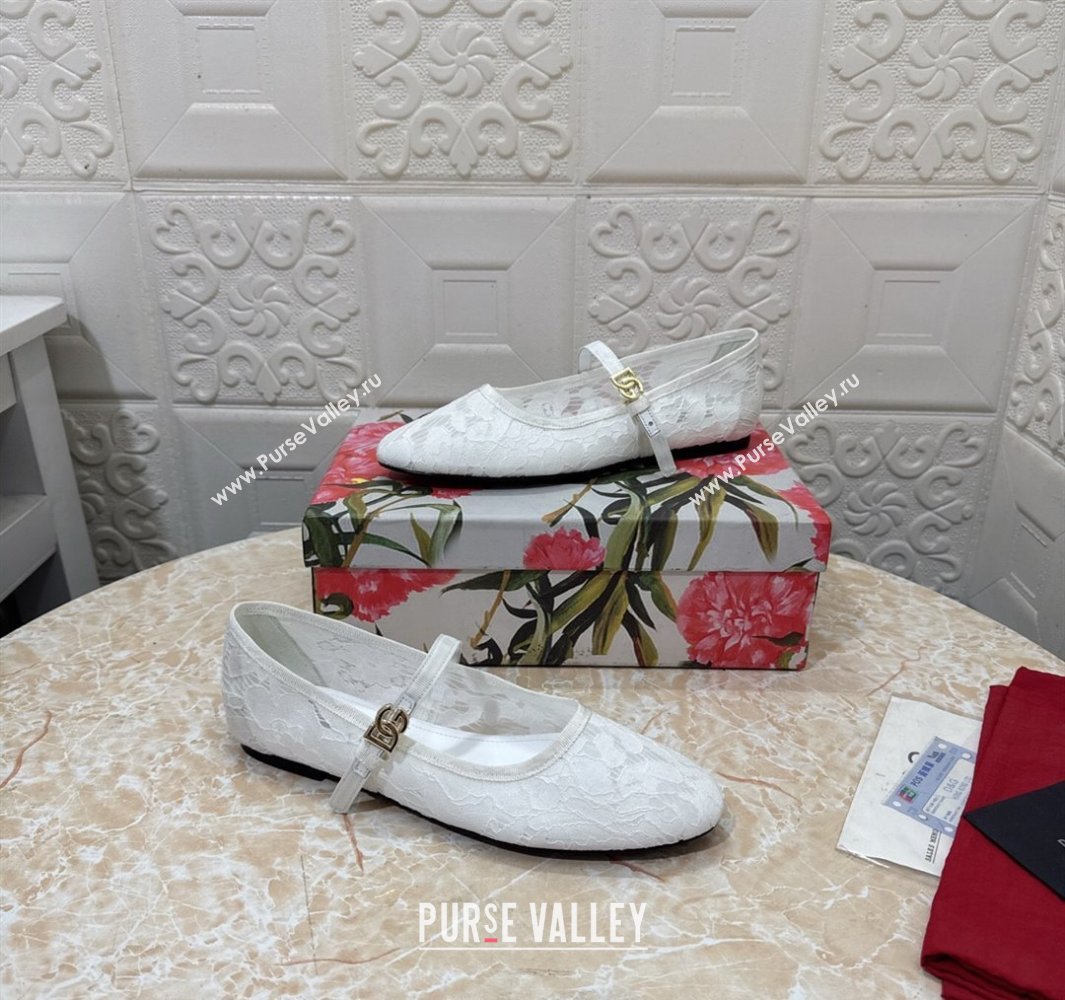 Dolce Gabbana Lace Ballet Flats White 2025 DG042801 (MD-250428134)