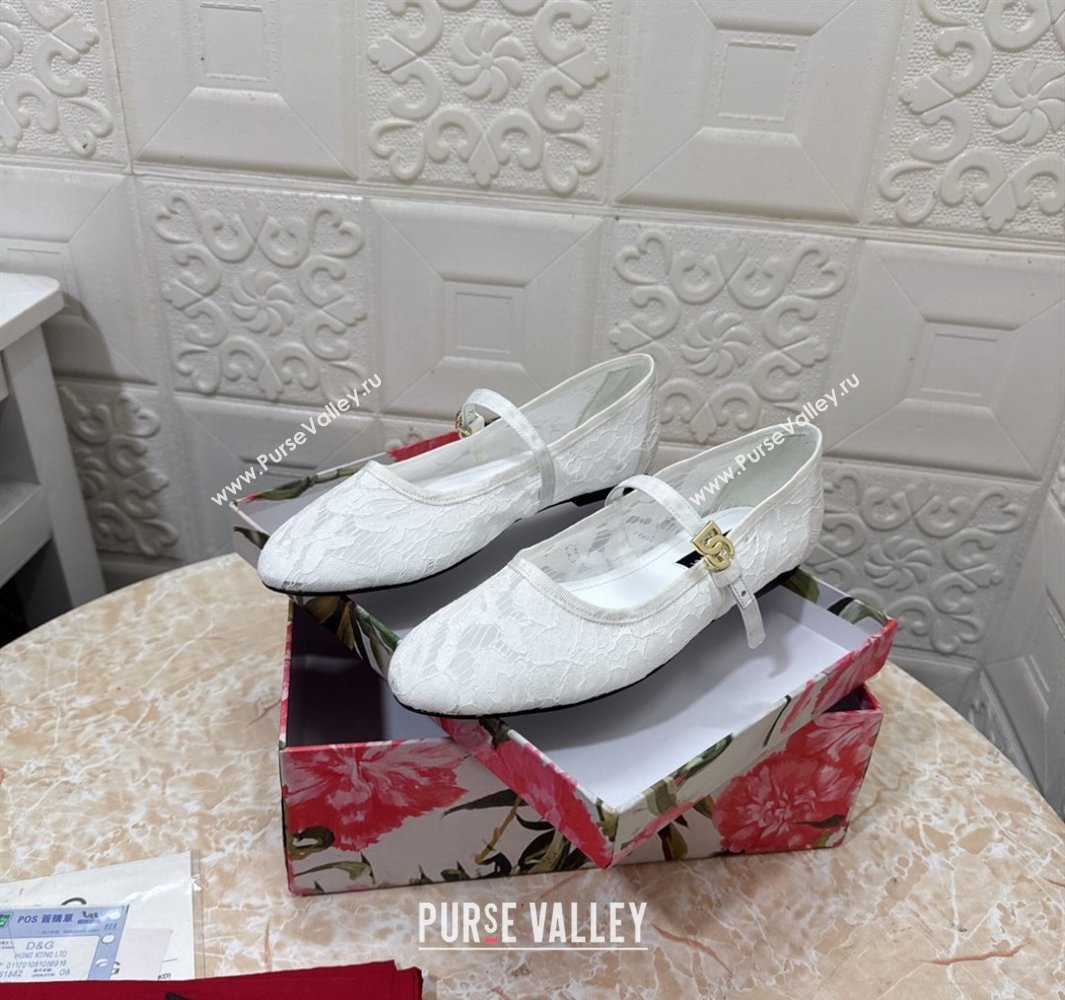 Dolce Gabbana Lace Ballet Flats White 2025 DG042801 (MD-250428134)
