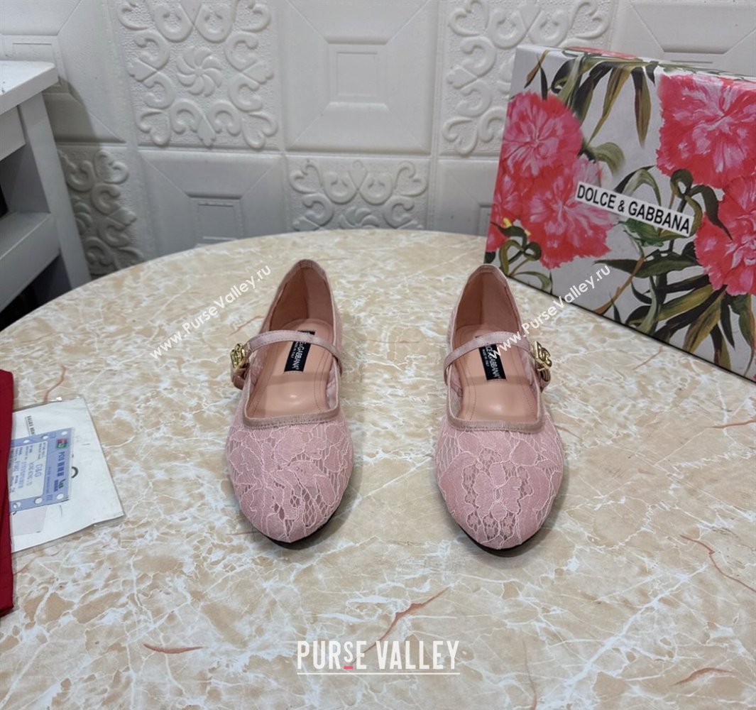 Dolce Gabbana Lace Ballet Flats Light Pink 2025 DG042801 (MD-250428135)