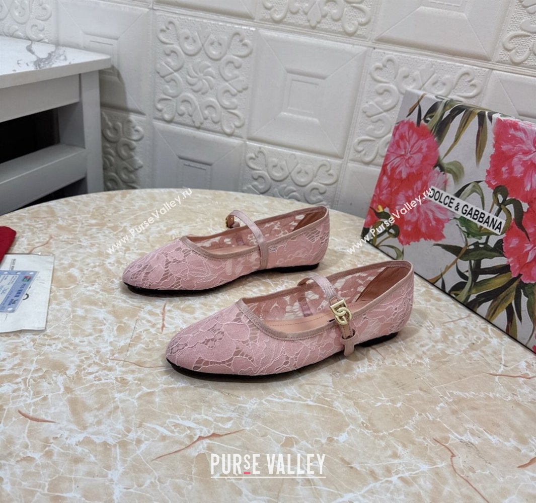 Dolce Gabbana Lace Ballet Flats Light Pink 2025 DG042801 (MD-250428135)