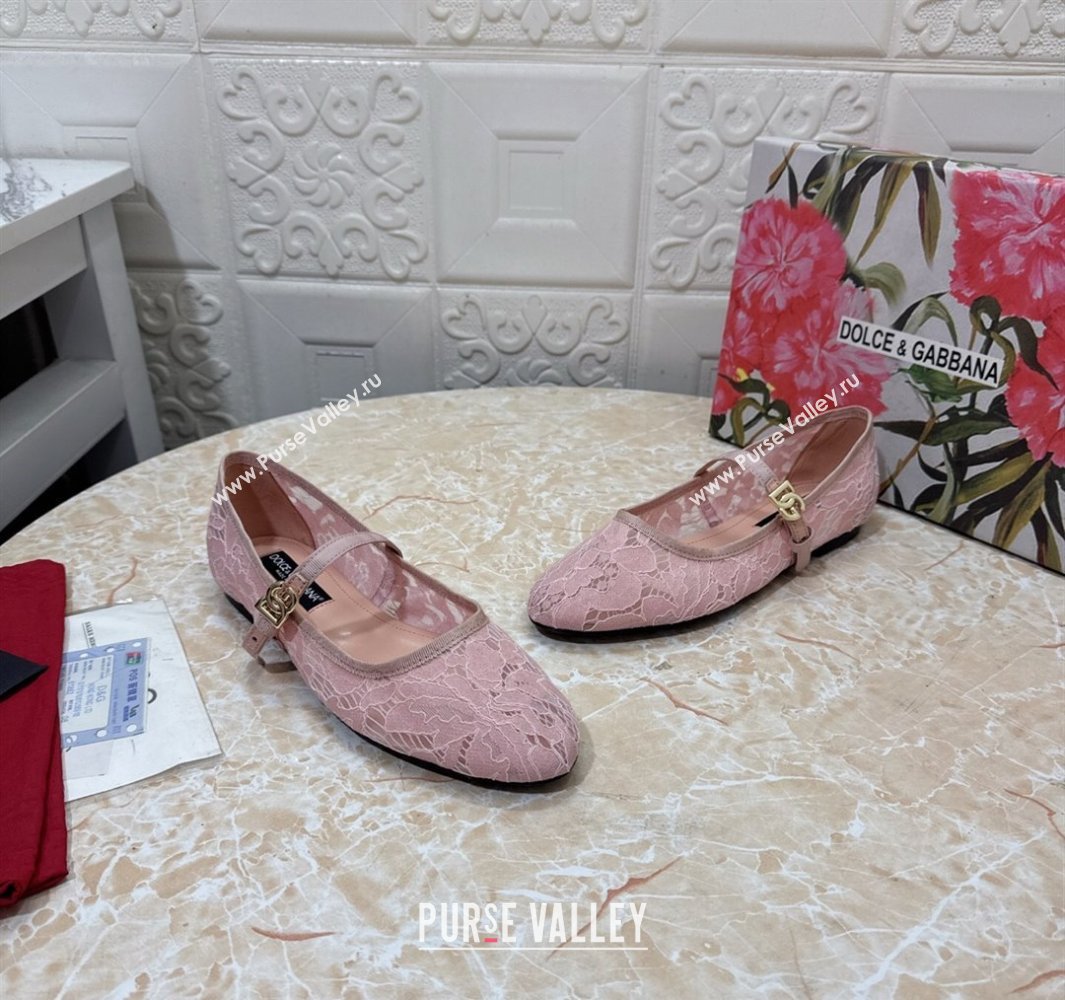 Dolce Gabbana Lace Ballet Flats Light Pink 2025 DG042801 (MD-250428135)