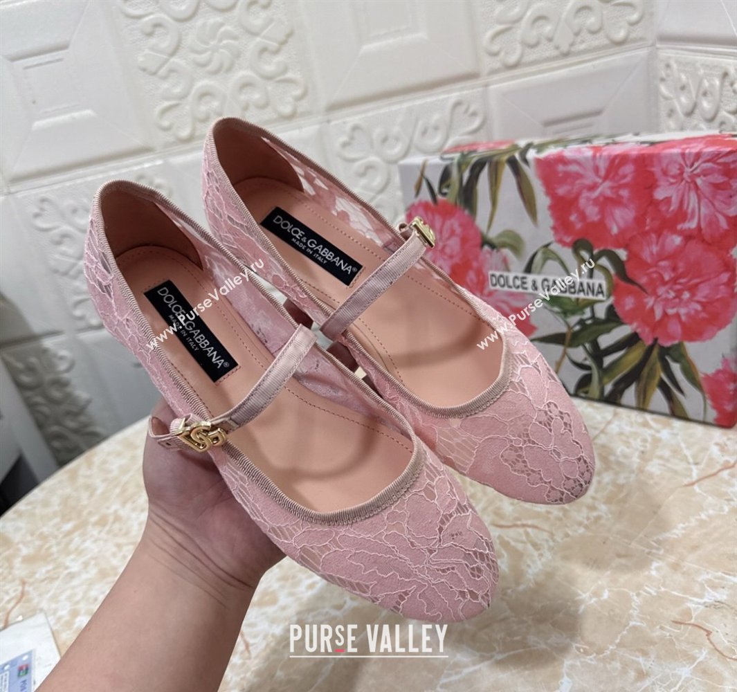 Dolce Gabbana Lace Ballet Flats Light Pink 2025 DG042801 (MD-250428135)