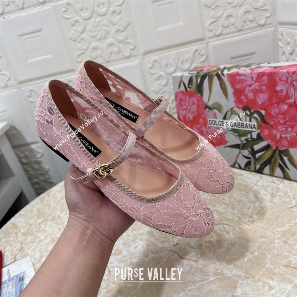 Dolce Gabbana Lace Ballet Flats Light Pink 2025 DG042801 (MD-250428135)
