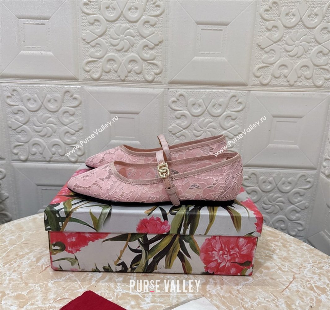 Dolce Gabbana Lace Ballet Flats Light Pink 2025 DG042801 (MD-250428135)