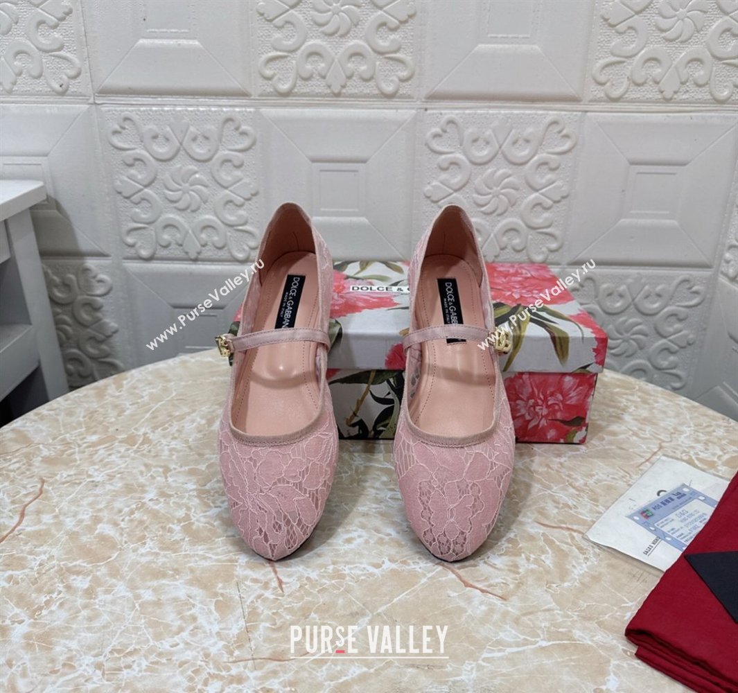 Dolce Gabbana Lace Ballet Flats Light Pink 2025 DG042801 (MD-250428135)