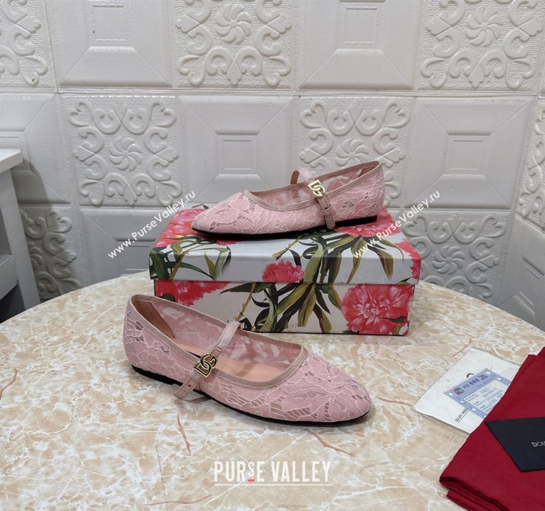 Dolce Gabbana Lace Ballet Flats Light Pink 2025 DG042801 (MD-250428135)