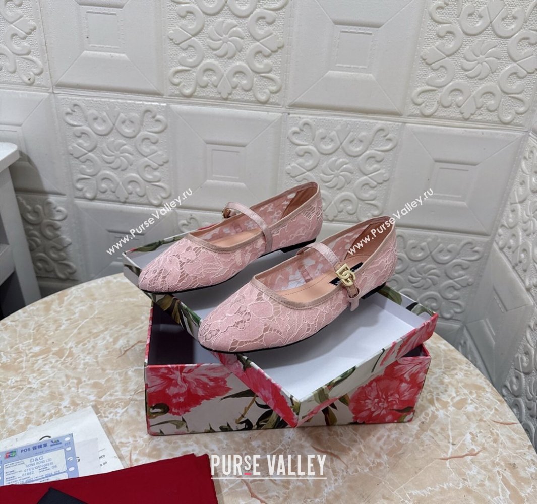 Dolce Gabbana Lace Ballet Flats Light Pink 2025 DG042801 (MD-250428135)