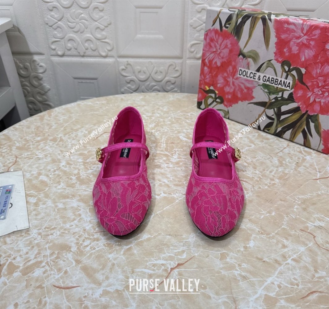 Dolce Gabbana Lace Ballet Flats Dark Pink 2025 DG042801 (MD-250428136)