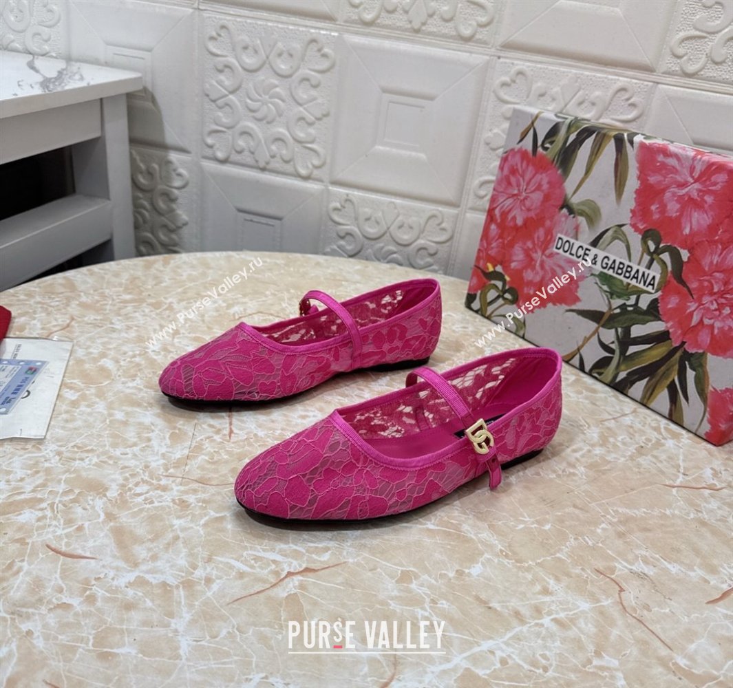 Dolce Gabbana Lace Ballet Flats Dark Pink 2025 DG042801 (MD-250428136)
