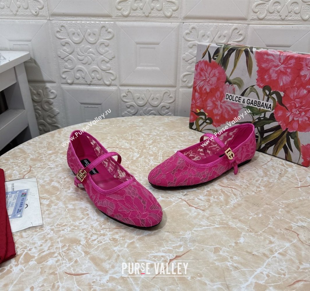 Dolce Gabbana Lace Ballet Flats Dark Pink 2025 DG042801 (MD-250428136)