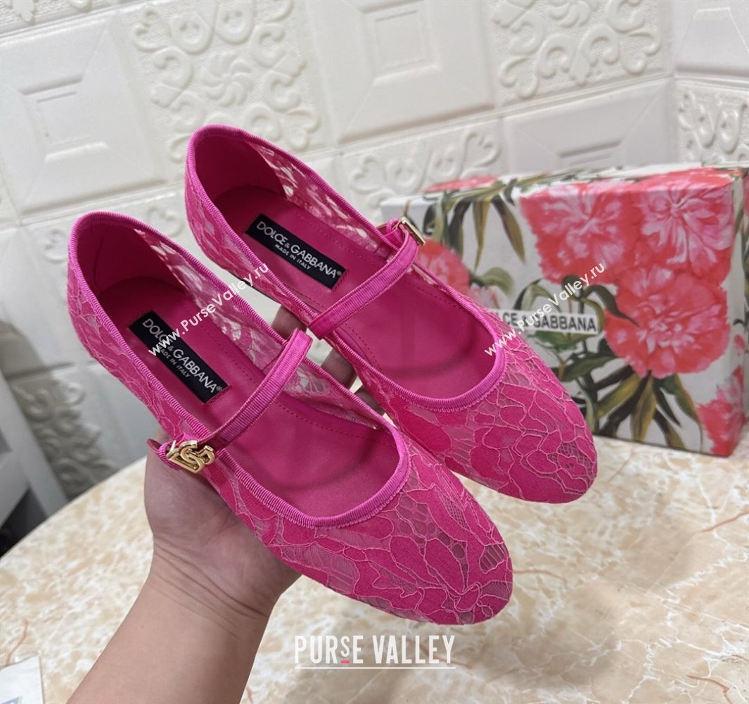 Dolce Gabbana Lace Ballet Flats Dark Pink 2025 DG042801 (MD-250428136)