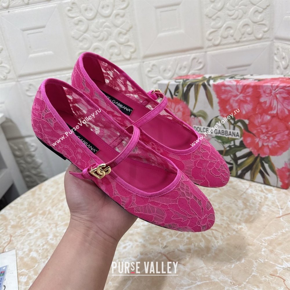 Dolce Gabbana Lace Ballet Flats Dark Pink 2025 DG042801 (MD-250428136)