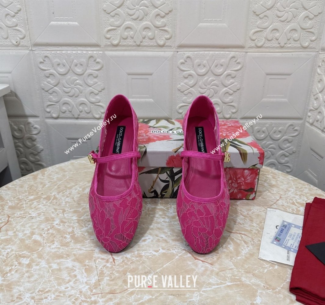 Dolce Gabbana Lace Ballet Flats Dark Pink 2025 DG042801 (MD-250428136)