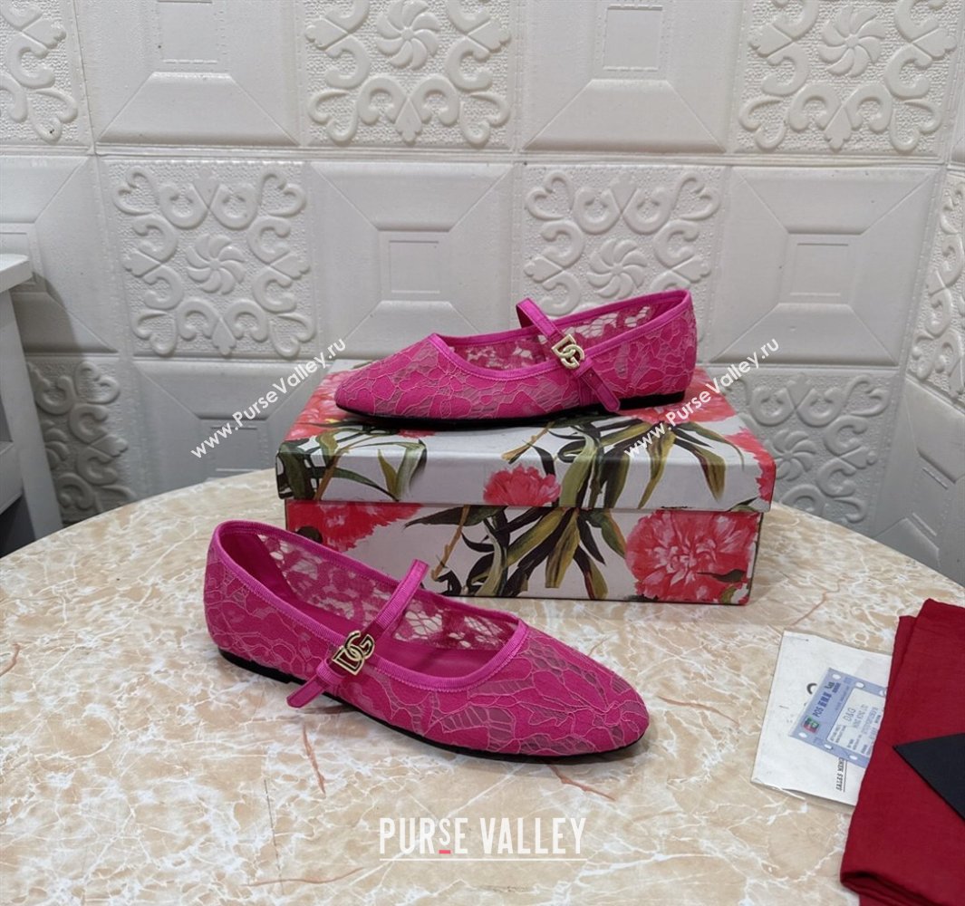 Dolce Gabbana Lace Ballet Flats Dark Pink 2025 DG042801 (MD-250428136)