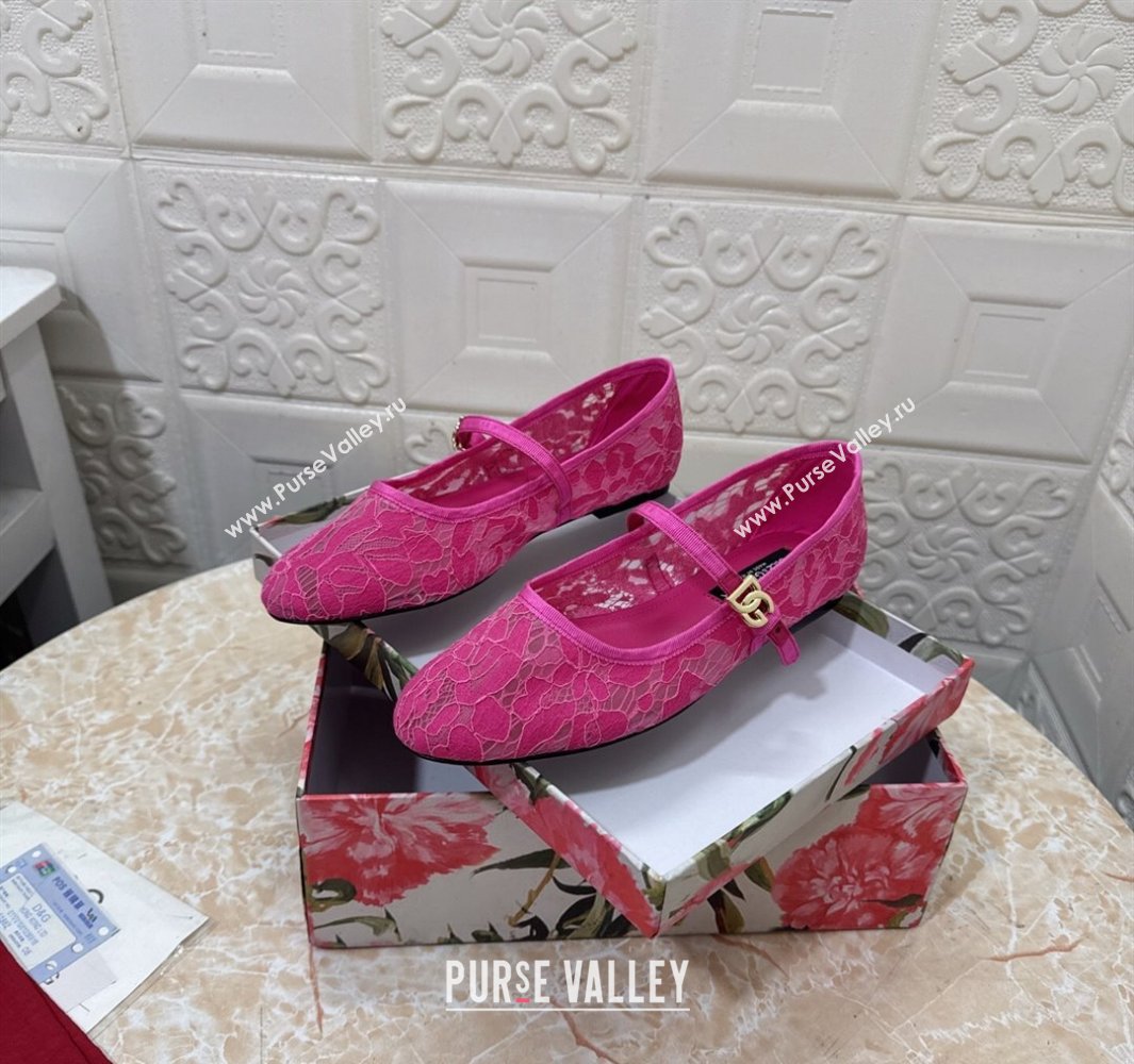 Dolce Gabbana Lace Ballet Flats Dark Pink 2025 DG042801 (MD-250428136)