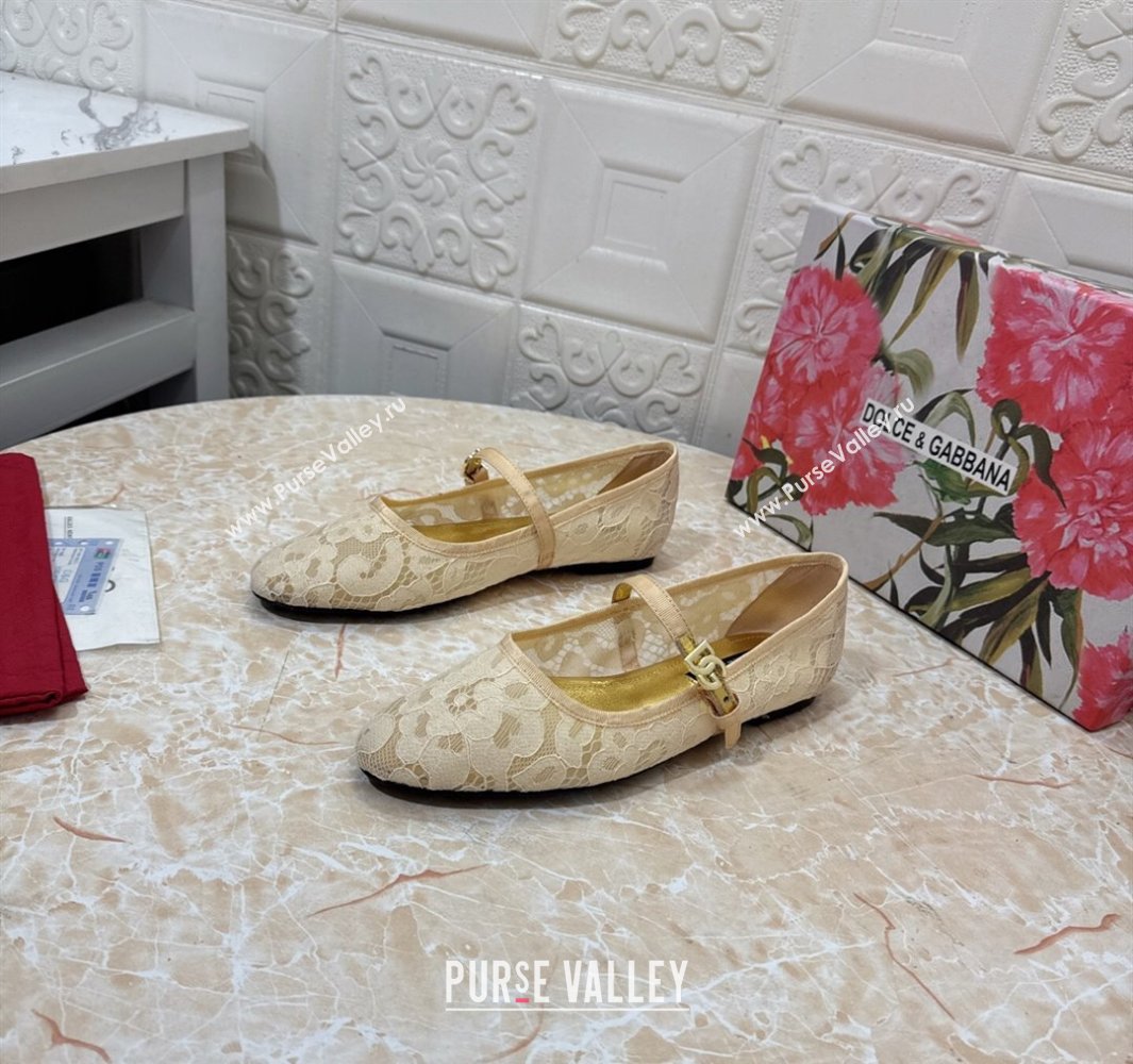 Dolce Gabbana Lace Ballet Flats Yellow 2025 DG042801 (MD-250428137)