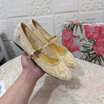 Dolce Gabbana Lace Ballet Flats Yellow 2025 DG042801 (MD-250428137)