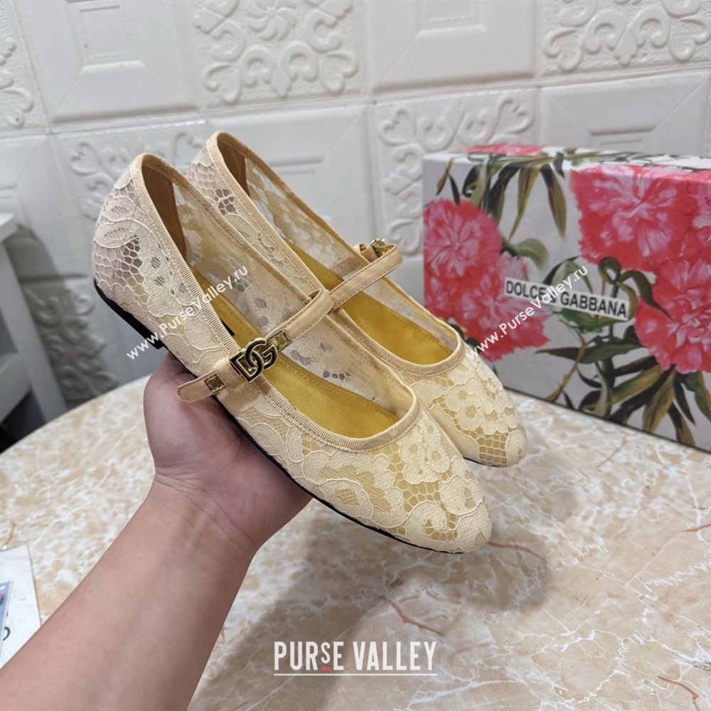Dolce Gabbana Lace Ballet Flats Yellow 2025 DG042801 (MD-250428137)